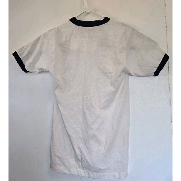 Vintage Nova University T Shirt Mens M Ringer Tee Florida White 80s USA - Picture 5 of 7